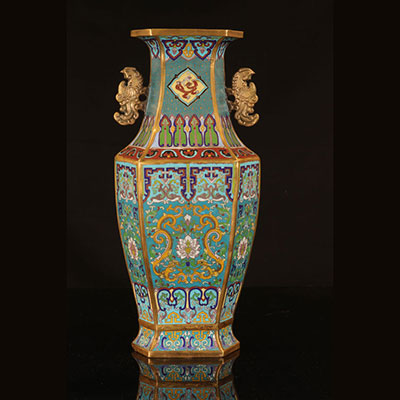 Chine  - grand vase cloisonné marque xuande Ming