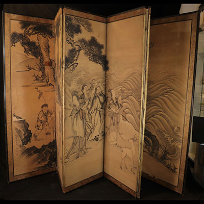 Large Japanese painted screen 18th