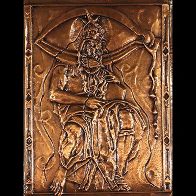 Salvador Dali «Moïse et le Monothéisme» 1974 Bas relief en bronze repoussé originale, à patine  Signée «Dali»