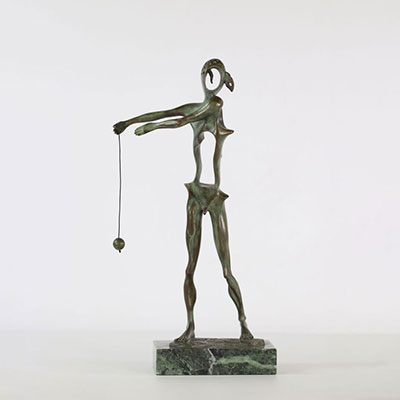 Salvador Dali Homage to Newton 1981 Bronze sculpture with green patina Signed"Dali Dated 1981 Numbered 87/350.