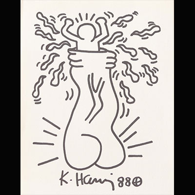 Keith HARING (USA, 1958-1990)Pecker penis, 1988.-Drawing black marker, signed and dated lower center
