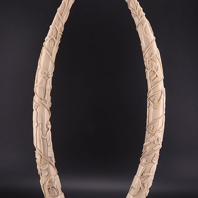 CONGO - pair of carved tusks - LOANGO - XIX