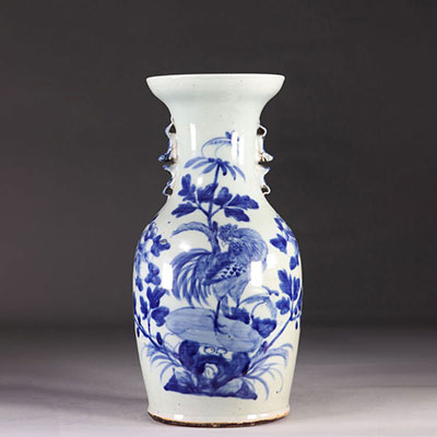 China celadon vase with rooster decoration 19th
