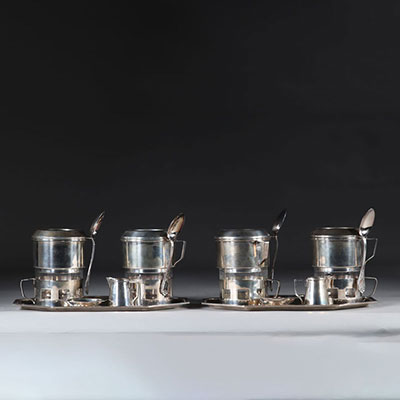 Pair of sterling silver coffee services (800)