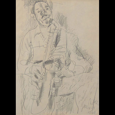 GEN PAUL (1895-1975) dessin «Le saxophoniste»