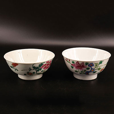 China - 2 bowls 18th century flower decoration