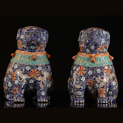 Rare pair of Japanese porcelain dogs