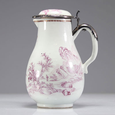 Chinese porcelain jug decorated with red iron mounted in silver 18th century