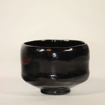 Kuro Raku Chawan - ceramic - Junidai Hiroin