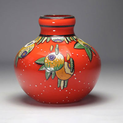 ANDRE DELATTE (1887-1953) Art Deco vase with enamel decoration