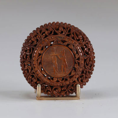 finely carved corozo box decorated with Napoleon