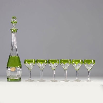 Val Saint Lambert - Carafe et six verres en cristal.
