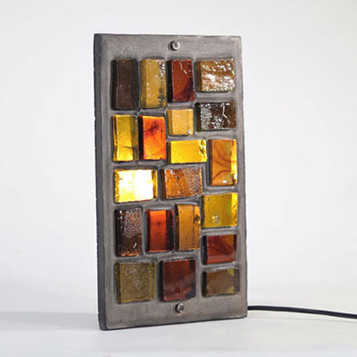 Jean Simon LABRET (XXe siècle) Lampe de table en mosaïque de verres