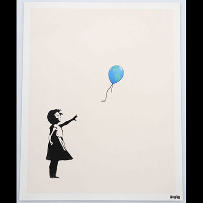 Too Late - Girl With Earth Balloon, 2021 Sérigraphie en couleur sur papier Numéroté à la mains sur 50 exemplaires. Signé à la mains