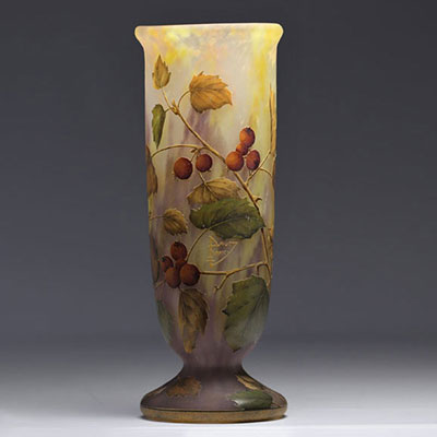 Daum Nancy enamelled vase decorated with berries