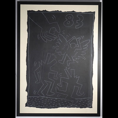 Keith HARING (attribué) SUBWAY DRAWING, circa 1980 Dessin original à la craie sur papier noir.