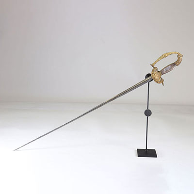 rapier sword triangular blade, engraved, German, Monogrammed: 
