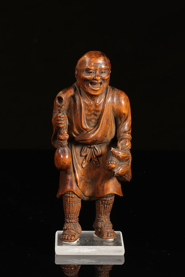 Japon- Personnage en bois sculpté - 19ème