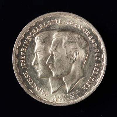 Piece Or 20 Francs 1953 à l'effigie du Grand Duc Jean et de la Princesse Charlotte