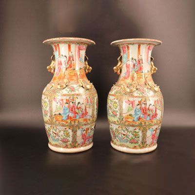 Paire de vases porcelaine de canton 19ème