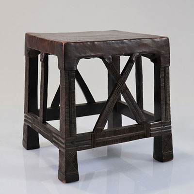 Africa Tchokwe stool early 20th century wood and leather