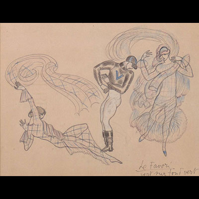 Valentine HUGO (1887-1968) Crayon 