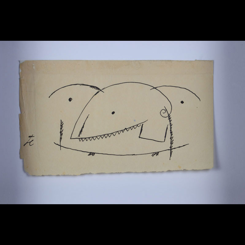 Jean Cocteau ink on paper original work. Spirit of Ferocity study for 
