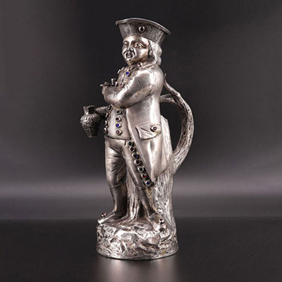 Exceptional 17th century anthropomorphic mug in silver polychrome glass pastes