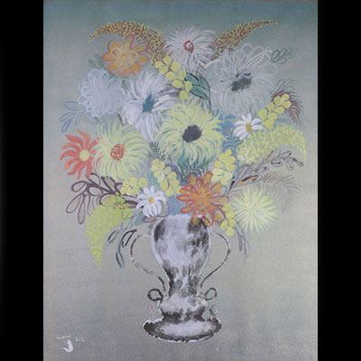 Marguerite Brouon Peinture sur papier bouquet de fleurs 20ème 