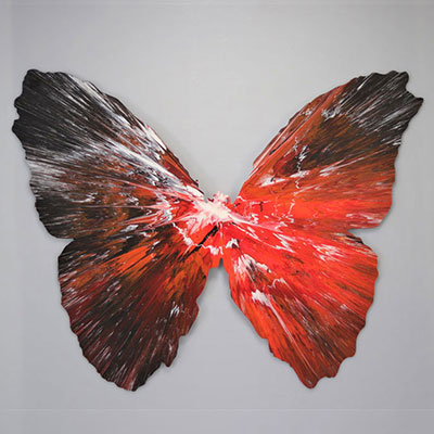 Damien Hirst. 2009. Papillon. Spin Painting, acrylique sur papier. Cachet de la signature « Hirst » au dos. Cachet « HIRST » embossé