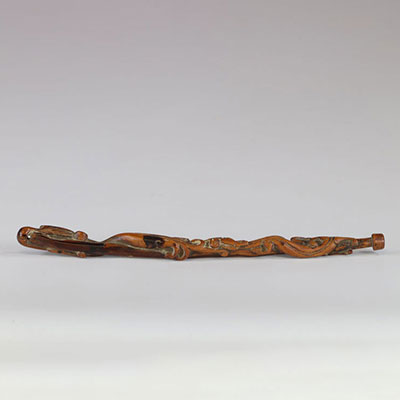 China Ruyi in carved root Qing epqou 