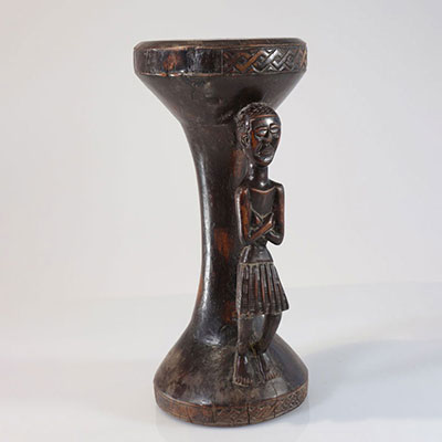 Kuba stool carved with a dark patina character
