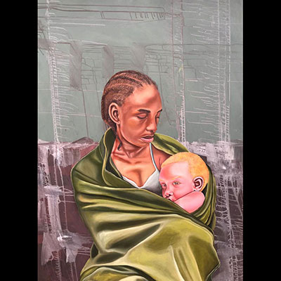 Josué MBANGA LLOKO (1997) oil on canvas 
