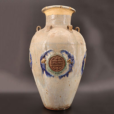  China - Large earthenware jar, Qing period