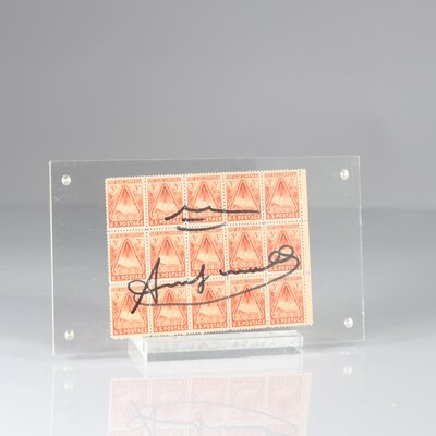 Andy Warhol - La fusée du baiser - 15 timbres-poste américains agrémentés d'un dessin & signé à la main