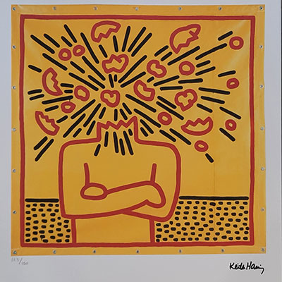 Keith Haring (d'après) - Supernova - Lithographie offset sur papier vélin Signature imprimée, cachet sec de la Fondation Edition limitée à 150 ex 