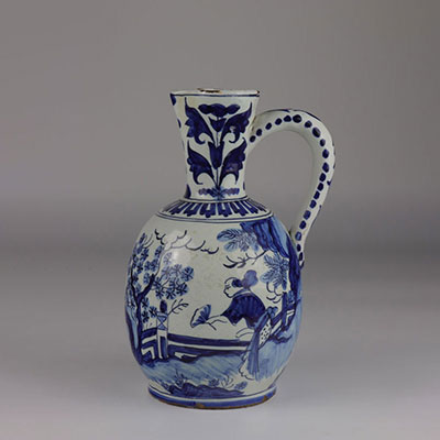 DELFT earthenware pitcher, Chinese decoration. Signed APK. Eighteenth period HOLLAND