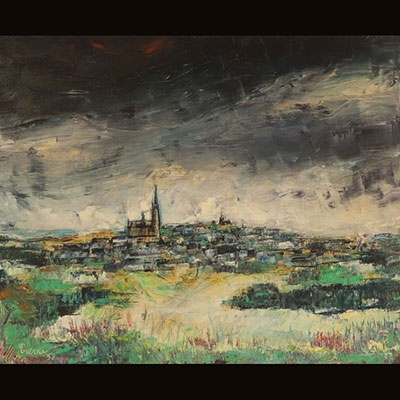 oil on canvas - view of Arlon - signed