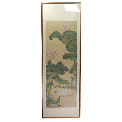 JIANG Yunong (1908-1986) Peinture floral à décor d'oiseaux