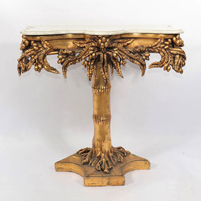 Golden console and marble beautiful plant decoration
