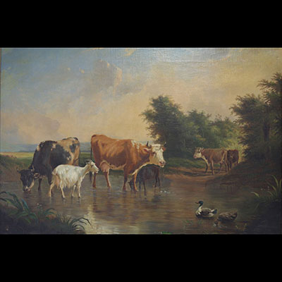 Henry SCHOUTEN (1857/64-1927) Grande huile sur toile 