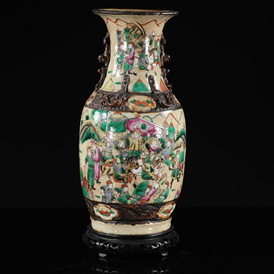 China Nanking vase with 19th century character decoration (mounted as a lamp)