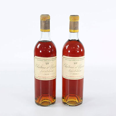 2 bouteilles Chateau d'Yquem - Lur Saluces - 1966