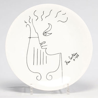 Jean COCTEAU (1889-1963) profile plate in Limoge porcelain (France)