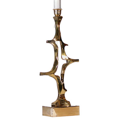 Willy DARO (du XXe siècle) Lampe de forme libre en bronze doré Signée 