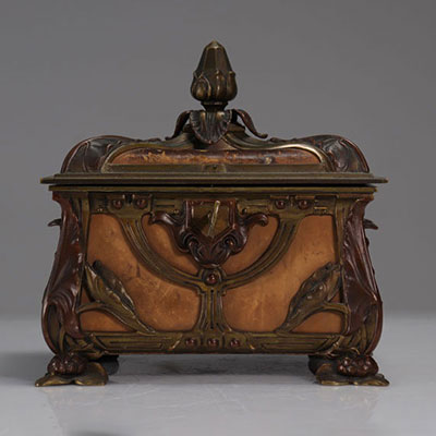 Art Nouveau box decorated with bronze flowers, probably Austrian work