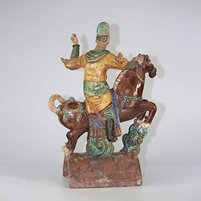 China rider and horse enamelled stoneware ridge