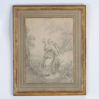 Attribué à François André VINCENT (1746-1816) scène de vie au crayon