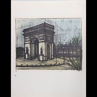 Bernard Buffett. “Paris: The Arc de Triomphe, 1967”. Reproduction in lithograph made in the Mourlot workshops in Paris. Year of production: 1967. Acropole vellum paper.