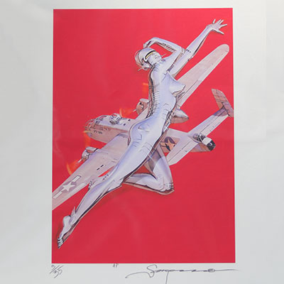 Hajime Sorayama - Sexy Robot Serigraph in full color Signed in pencil and numbered x/35 Annotated AP « Artist Proof » Dry stamp of the artist « Sorayama »